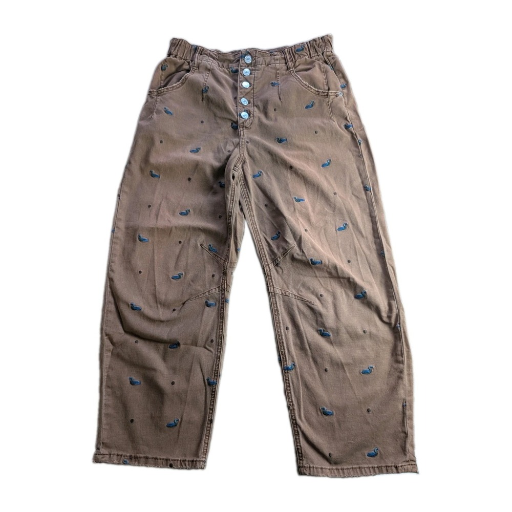 Pilcro by Anthropologie The Arch Brown Whale Embroidered Cropped Jeans